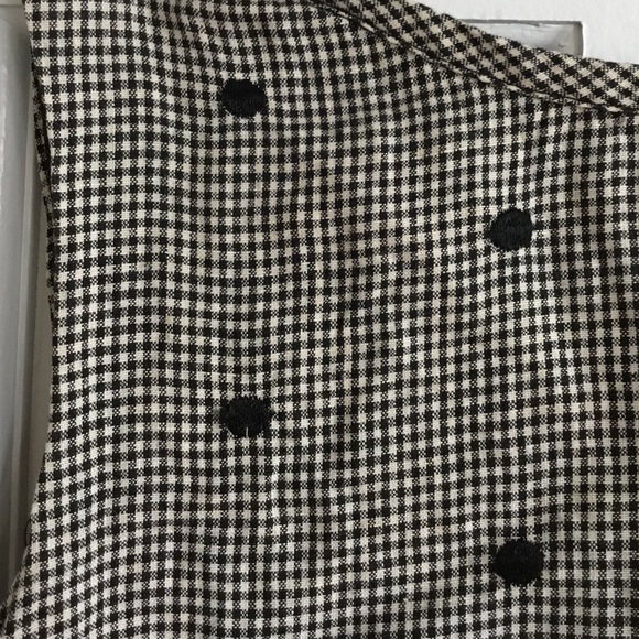 Vintage 90s does 60s Italian linen backless gingham polka dot shift dress - Picture 8 of 9